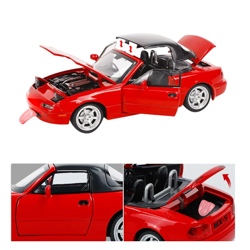 

1:32 MX5 MX-5 Supercar Alloy Die Cast Toy Car Model Sound And Light Pull Back Children's Toy Collectibles Birthday Gift