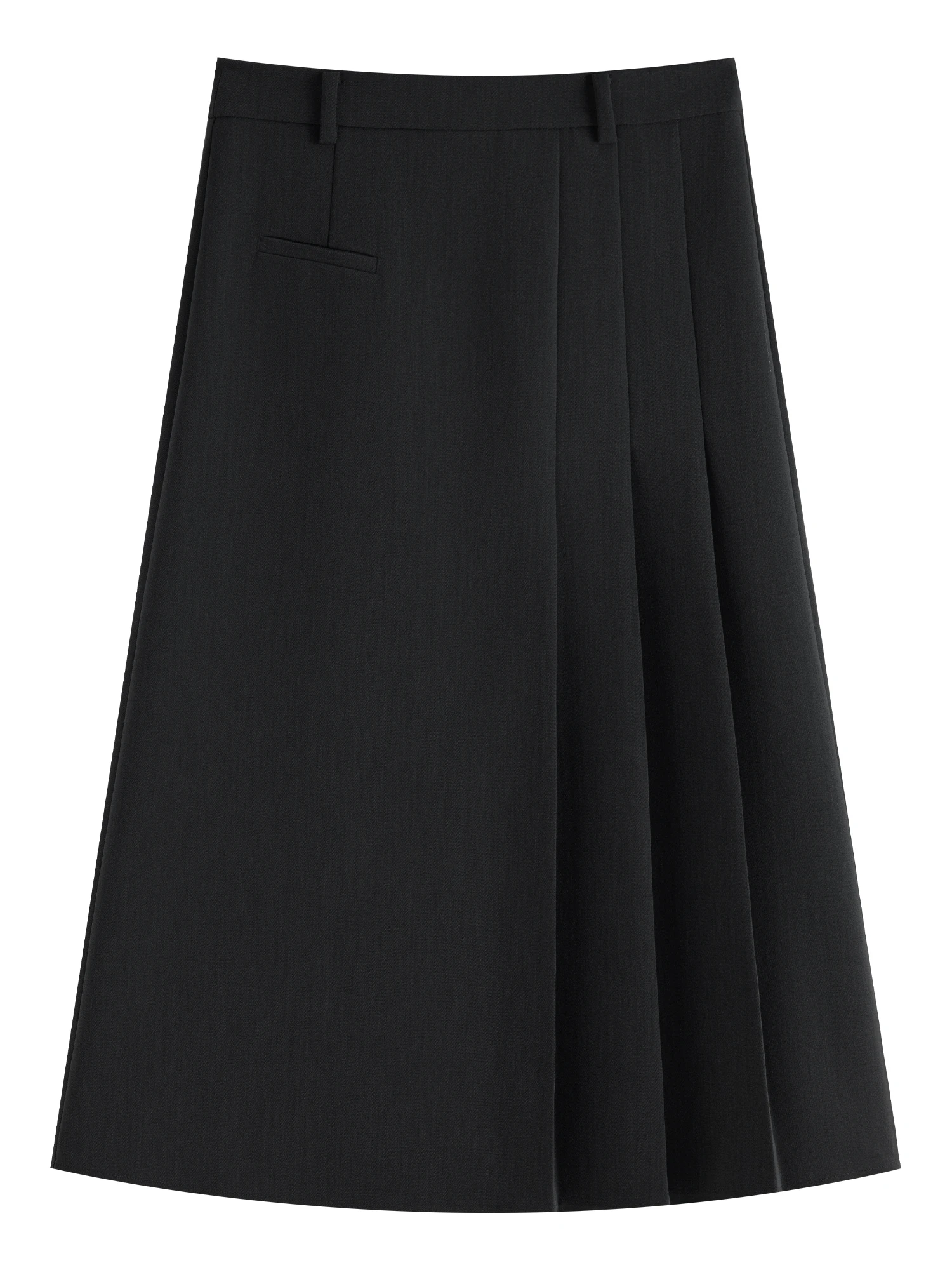 FSLE Irregular Pressed Pleated Black Gray Skirt For Female 2024 Winter New Design A Line Casual Versatile Long Skirt 24FS14356