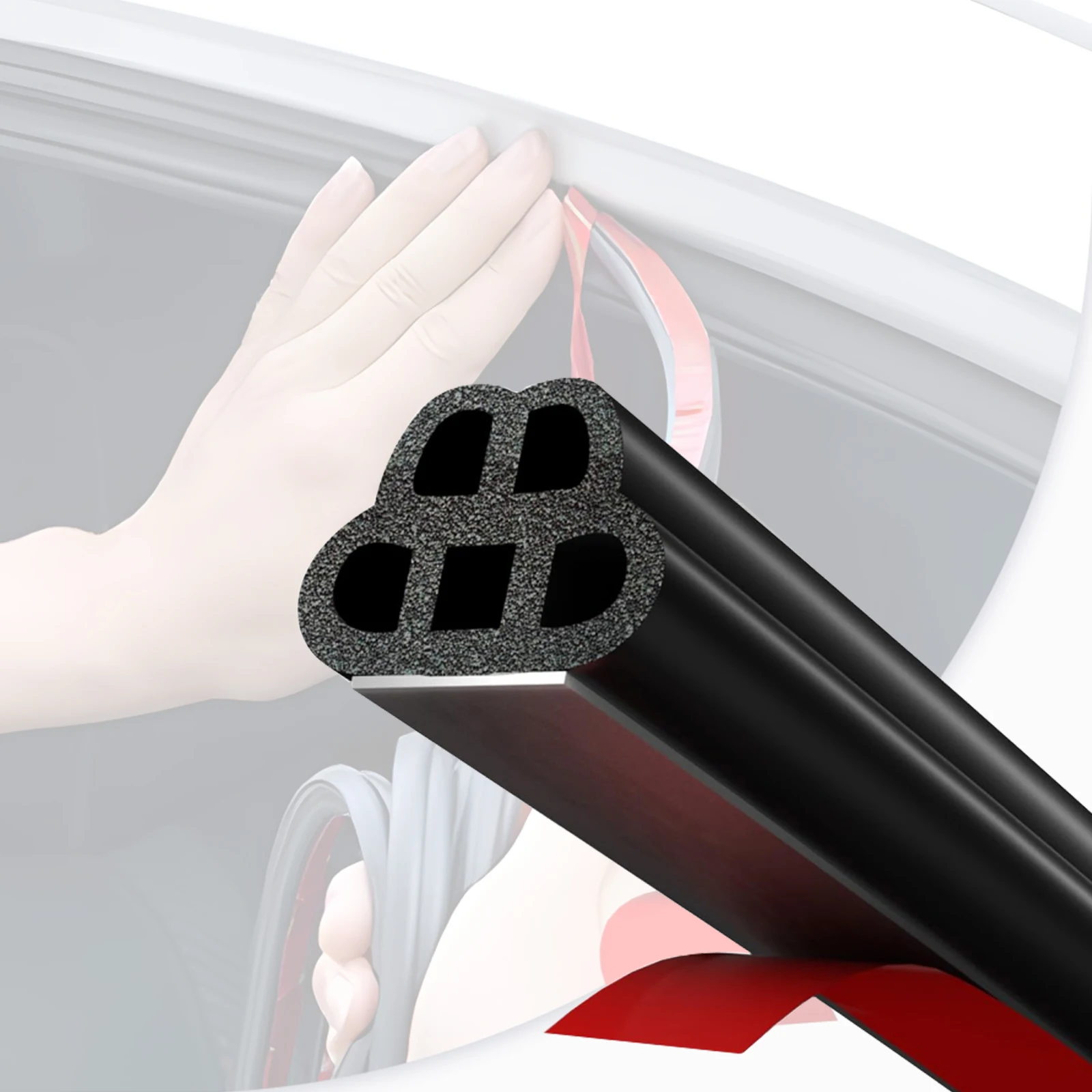 

Car Door Seal Self-Adhesive Rubber Seal - Noise Insulating, Waterproof, Flexible, Easy Installation for Car, Caravan, Window