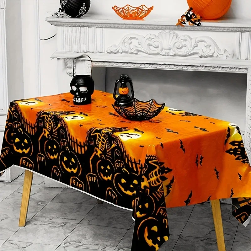 Scary Halloween tablecloth, adding festive decorations to your party.PMJ