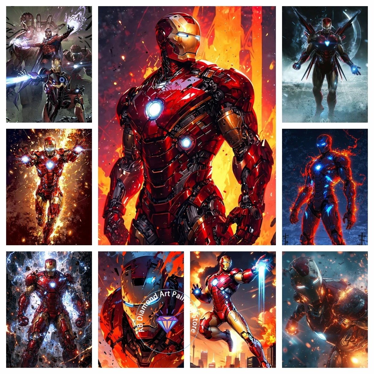 

Battle Iron Man 5D DIY AB Diamond Painting Kit Diamond Embroidery Handmade Art Children's Exquisite Gift Crafts Home Decoration