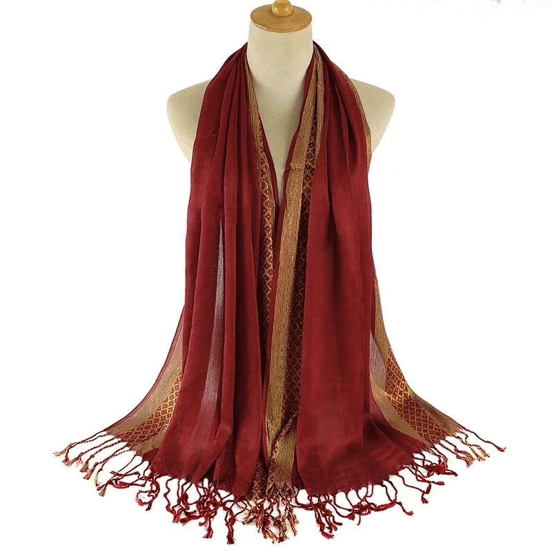 عادي موضة طباعة بريق شرابات القطن لوركس منقوشة شريط وشاح طويل الحجاب مسلم الأوشحة/وشاح 60x180 سنتيمتر #6