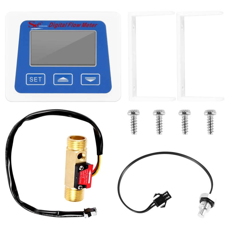 

Цифровой датчик расхода воды с ЖК-дисплеем, расходомер, ротаметр, запись времени и температуры с G1/2 датчиком расхода