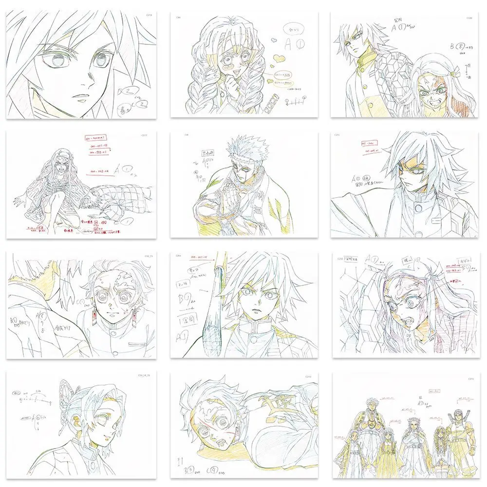 Demon Slayer Line Draft-ansichtkaart Tomioka Giyuu Kamado Tanjirou Anime Perifere herdenkingskaart 24 vellen Niet-herhalend