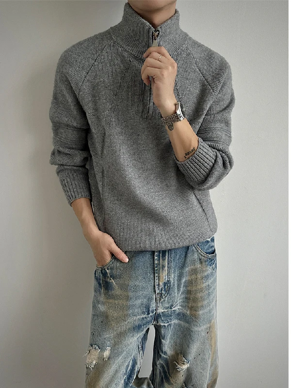 

Свободный крой, длинный вязаный свитер на молнии Ne в стиле ретро, мужской свитер с высоким воротником, осенне-зимняя термоодежда