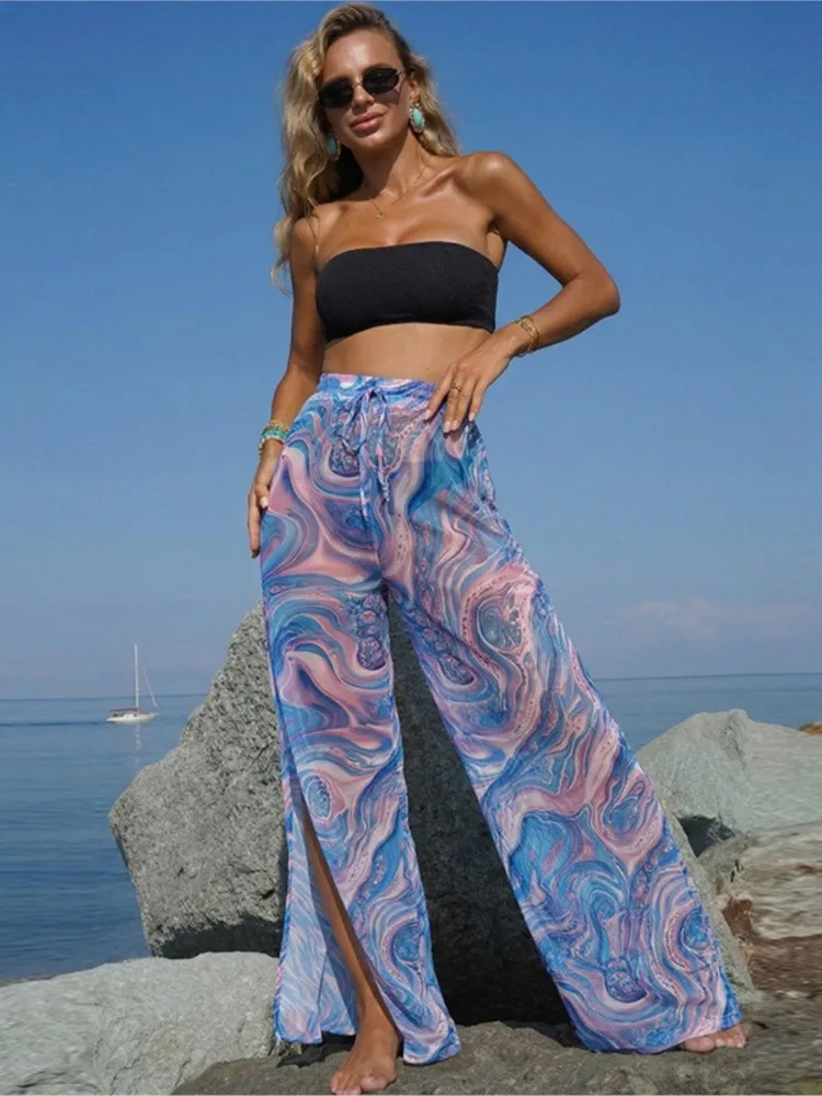 

Женские пляжные брюки-накидка с сетчатыми оборками для купальников, летние брюки 2026