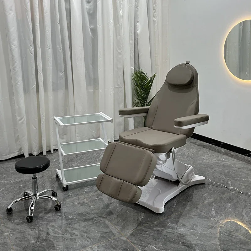 Luxury salon furniture brown physiotherapy treatment massage beds 3 motors electric cosmetic bed beauty salon with lamp