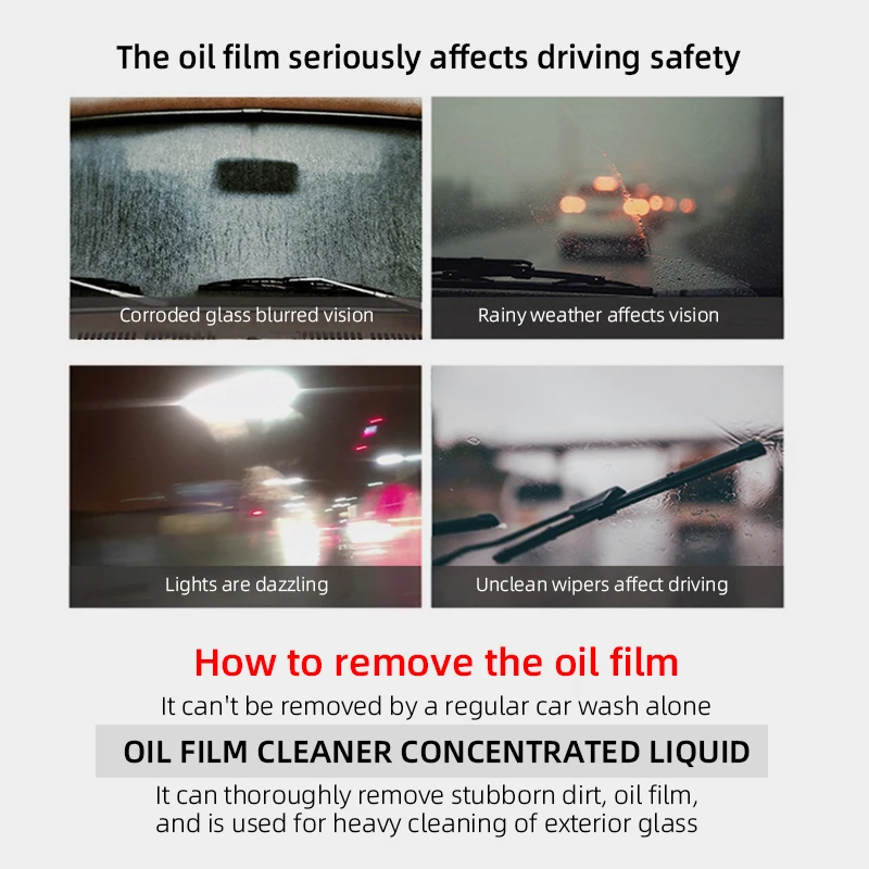 Car Glass Oil Film Remover Eliminate Heavy Spots Polishing Degreaser Universal Rainproof Anti-fog Agent Car Windshield Cleaner