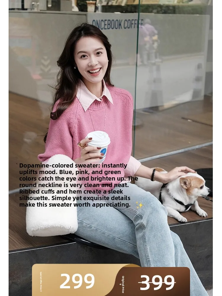 

Разноцветный вязаный свитер из смесовой шерсти, повседневный пуловер с длинными рукавами и круглым вырезом, осенне-зимняя модная женская одежда