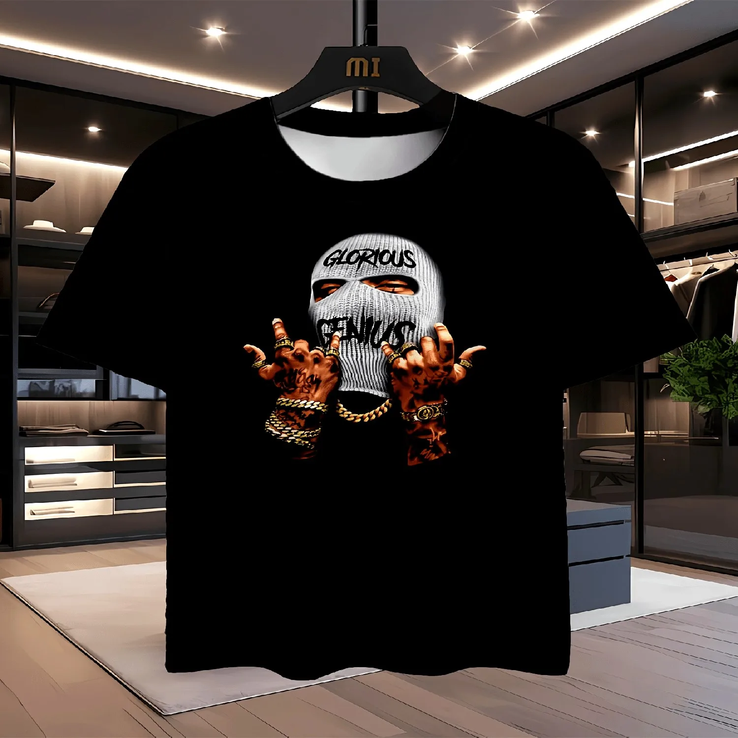 Gang OG Rap Star 3D Digital Printed Round Neck Men'S T-Shirt, Summer Fashion Casual Street High-End Men'S Short Sleeve Top MG-DX1148 Casual T-shirt, Minimalist Tee,