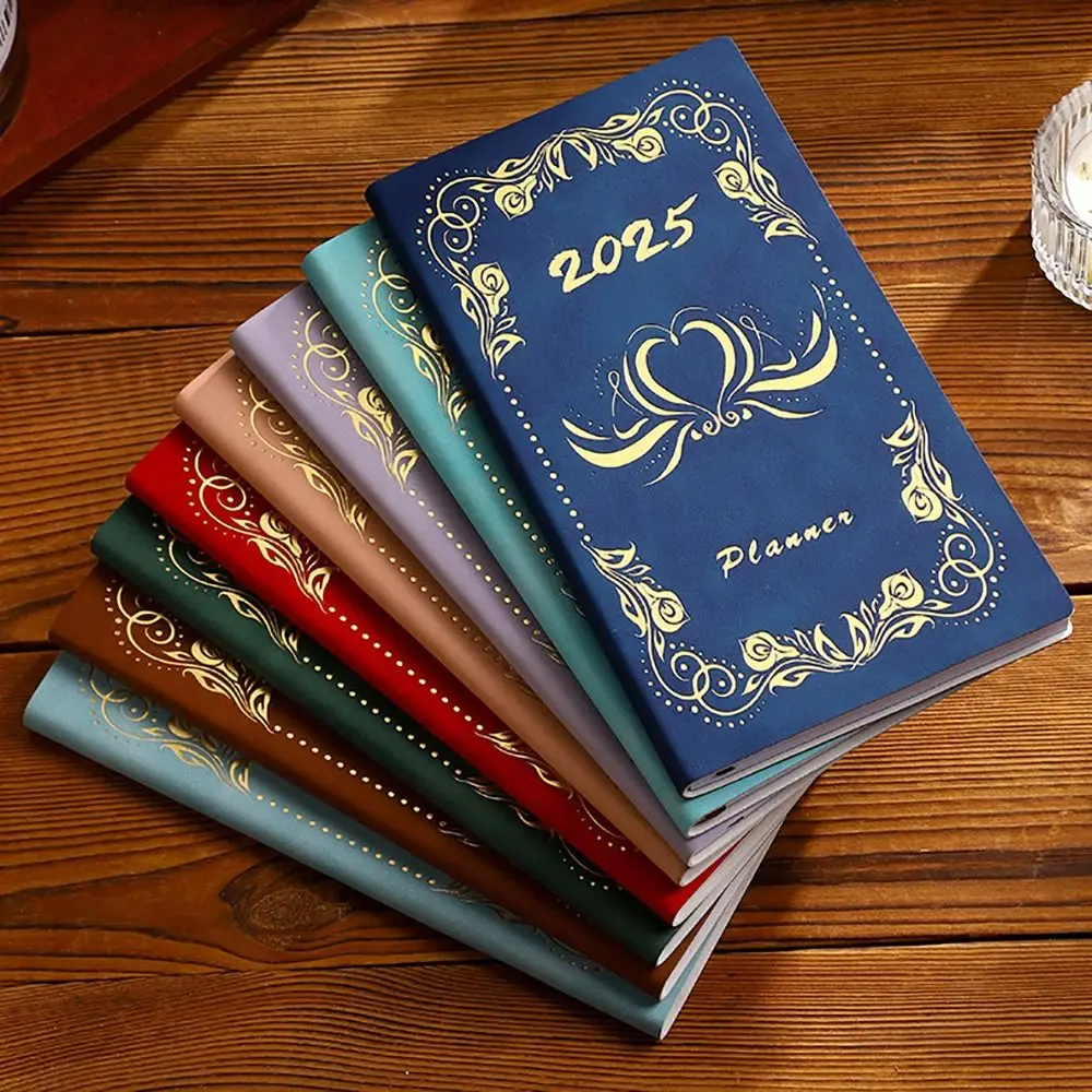 Mini A6 2025 Agenda Book Pocket Retro Notebooks with Calendar To Do List English Notepad Students