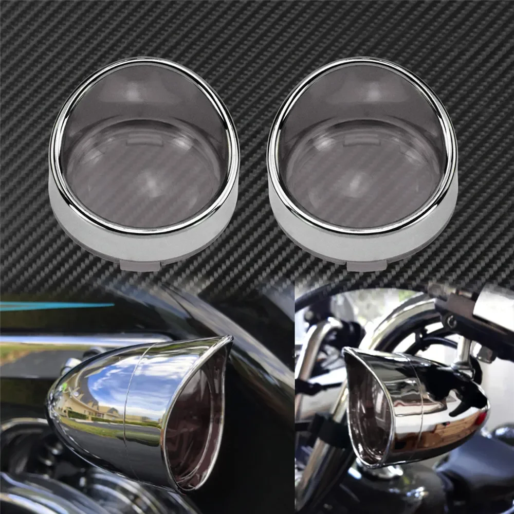 Motorcycle 2pcs Visor-Style Turn Signal Bezels Black Chrome Smoke Amber Red Lens Cover For Harley Sportster XL Softail Touring