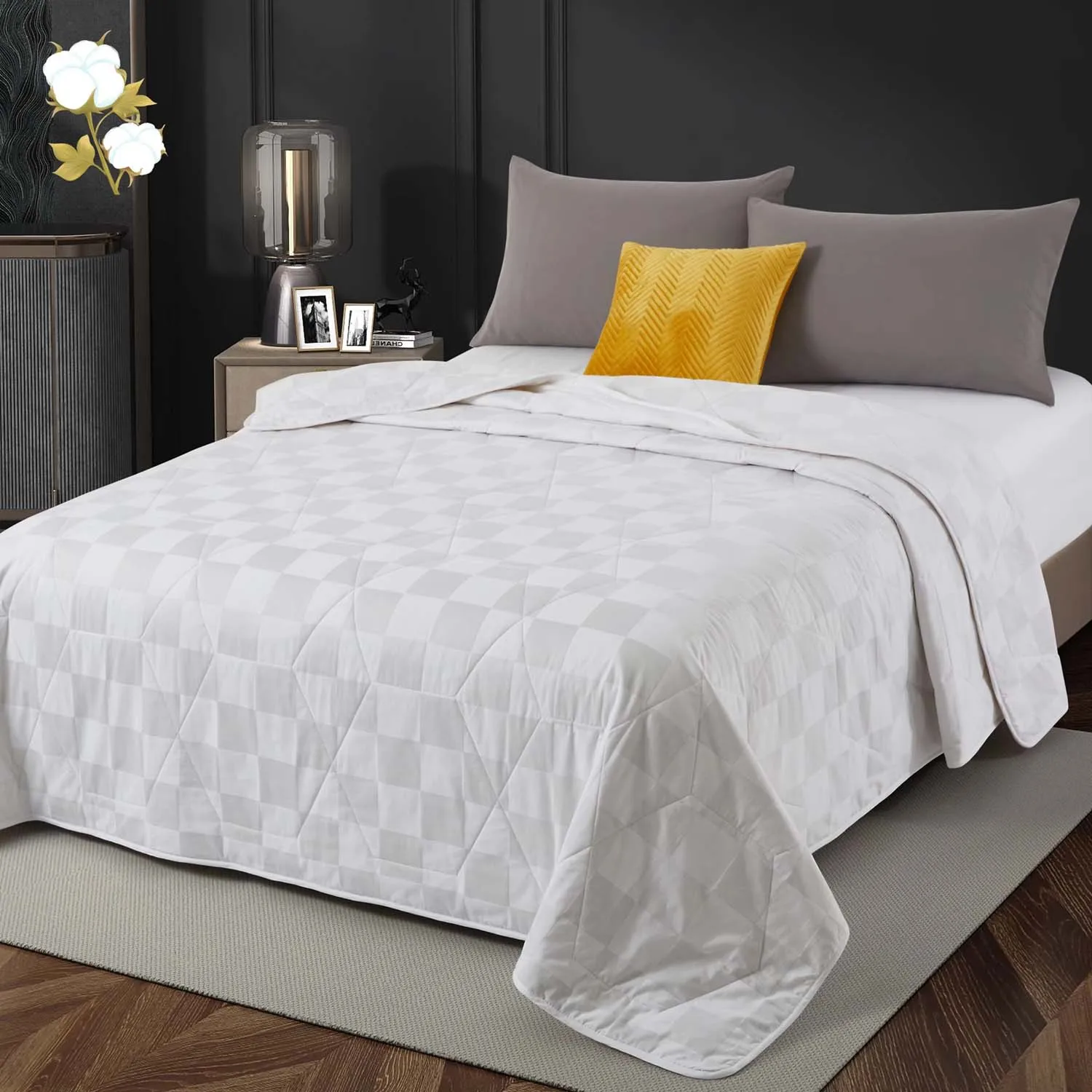 WQSPRIN الخريف لحاف من القطن رقيقة تكييف الهواء المعزي لينة تنفس مكتب قيلولة بطانية مبطن أغطية السرير والمفارش