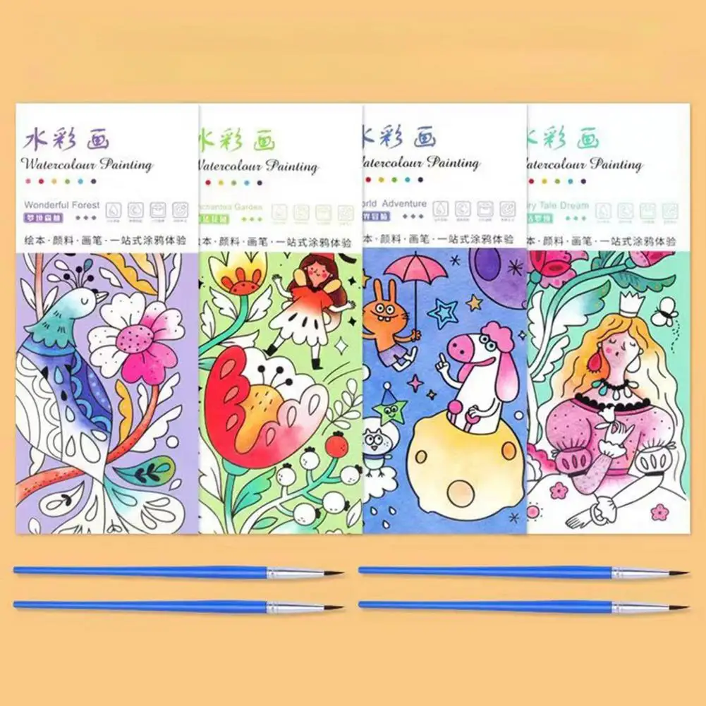 Adults Children Coloring Book Watercolor Paint Pad for Adults Kids Mini Educational Workbook with for Painting