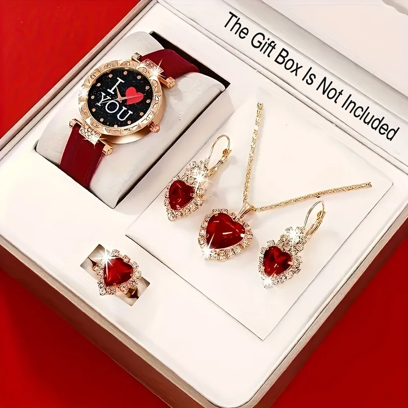 Simple Women Quartz Watch with Frosted Leather Strap Ladies Watches Vintage Zircon Layered Wristwatch Square Necklace Set