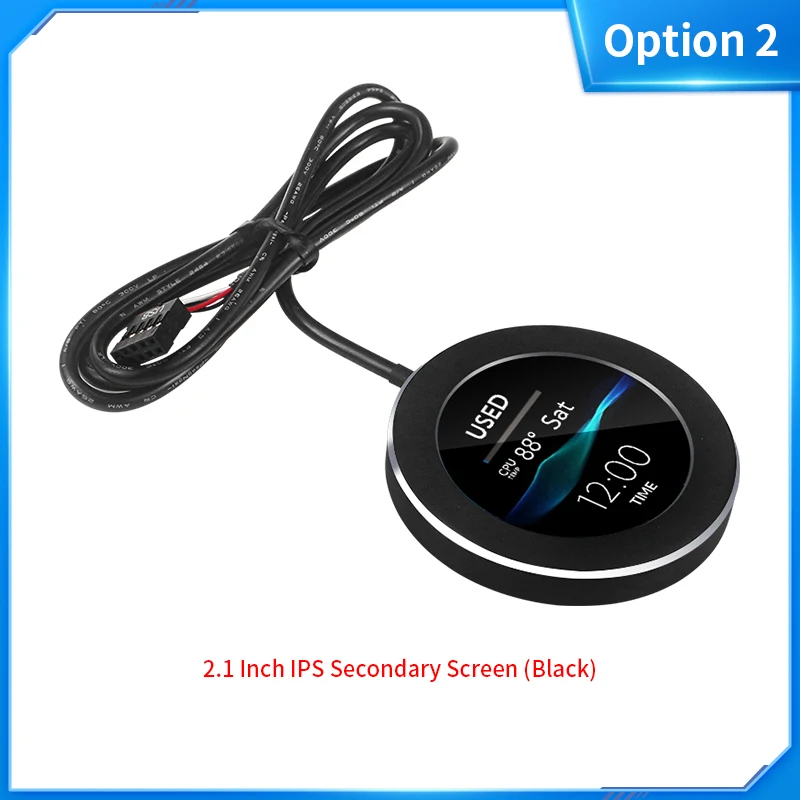 2,1 Zoll IPS USB wassergekühlter Bildschirm 480 x 480 Sekundäranzeige CPU GPU RAM HDD Monitor 360 Rotation Dynamisches Thema für Computer