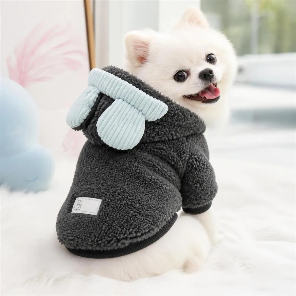 Cute Winter Dog Warm Clothes Fleece-lined Windproof Dogs Coat Thickened Soft Dog Hiking Jacket for Small Medium Dog