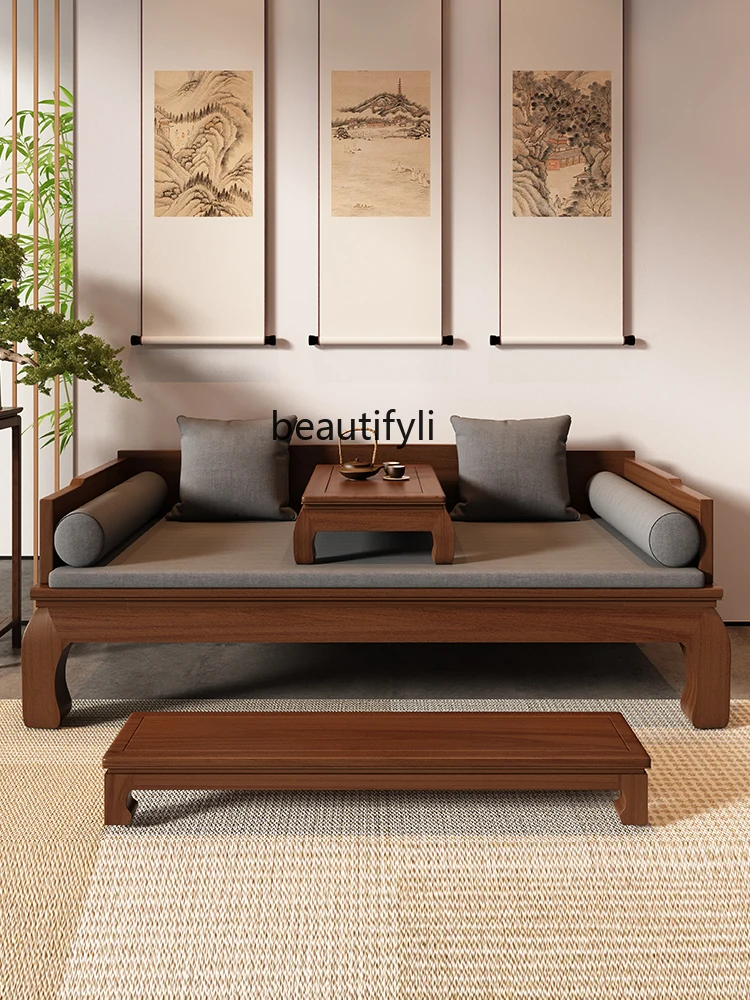 Solid Wood Arhat Bed New Chinese Style Sofa Bed Living Room Elm Study Chaise Bed