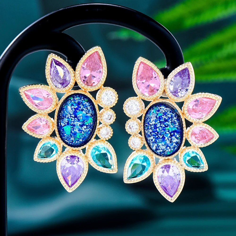 

Missvikki Original Colorful Petal Cute Earrings for Women Wedding Holiday Party Occasion Shiny Luxury Jewelry High Quality