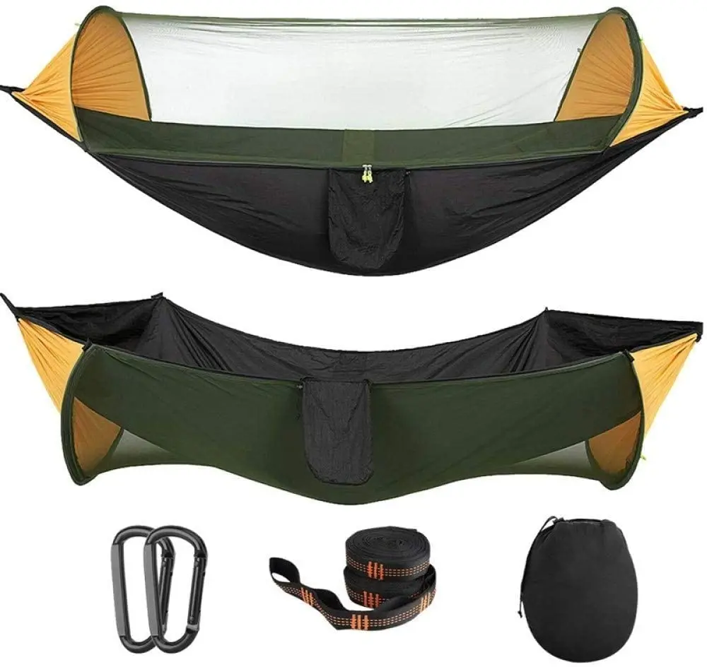 

Camping Hammock with Mosquito Bug Netting Packable Hammock with Tree Straps and Carabiners