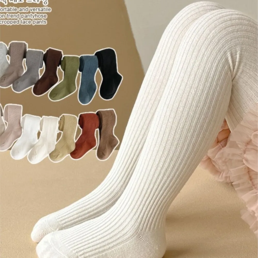 

New girls wear solid color socksCandy-colored with cotton vertical stripes and smooth board for children's pantyhose.