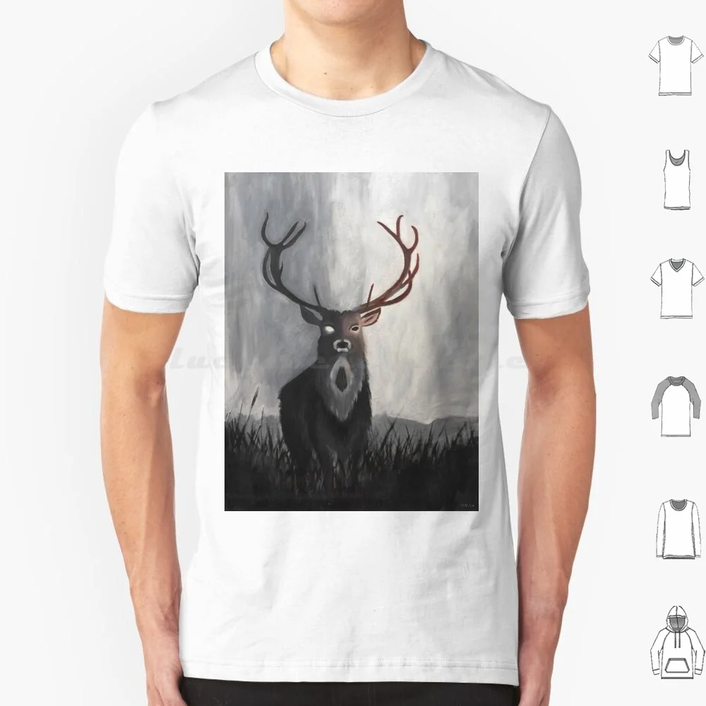 Ominous Ill-Spirited Deer T Shirt Big Size 100% Cotton Ominous Evil Deer Black And White Antlers Evil Eyes Possessed Possession