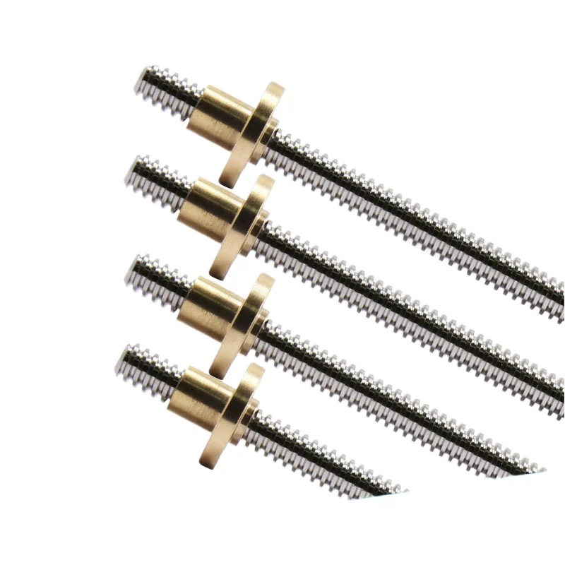 304 Stainless Steel Trapezoidal Rod T8 Lead Screw with Brass Nut for 3D Printer Linear Guides Stepper Motor