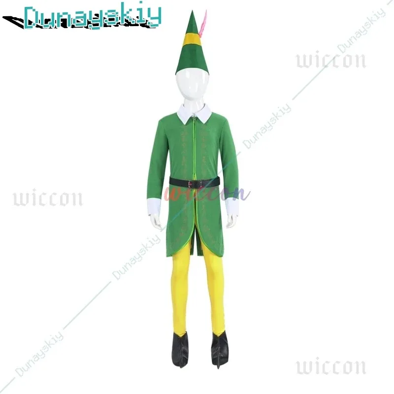 

COSda@ Elf Cosplay Coat Hat Pants Shoe Cover Belt Red Feather Christmas Costume Green SuitCOSda