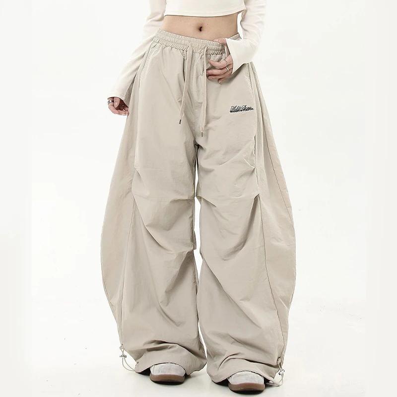 American Vintage Crumpled Overalls Women's  New High Waist Loose Leisure Slimming Trendy All-Matching Wide Leg Trousers