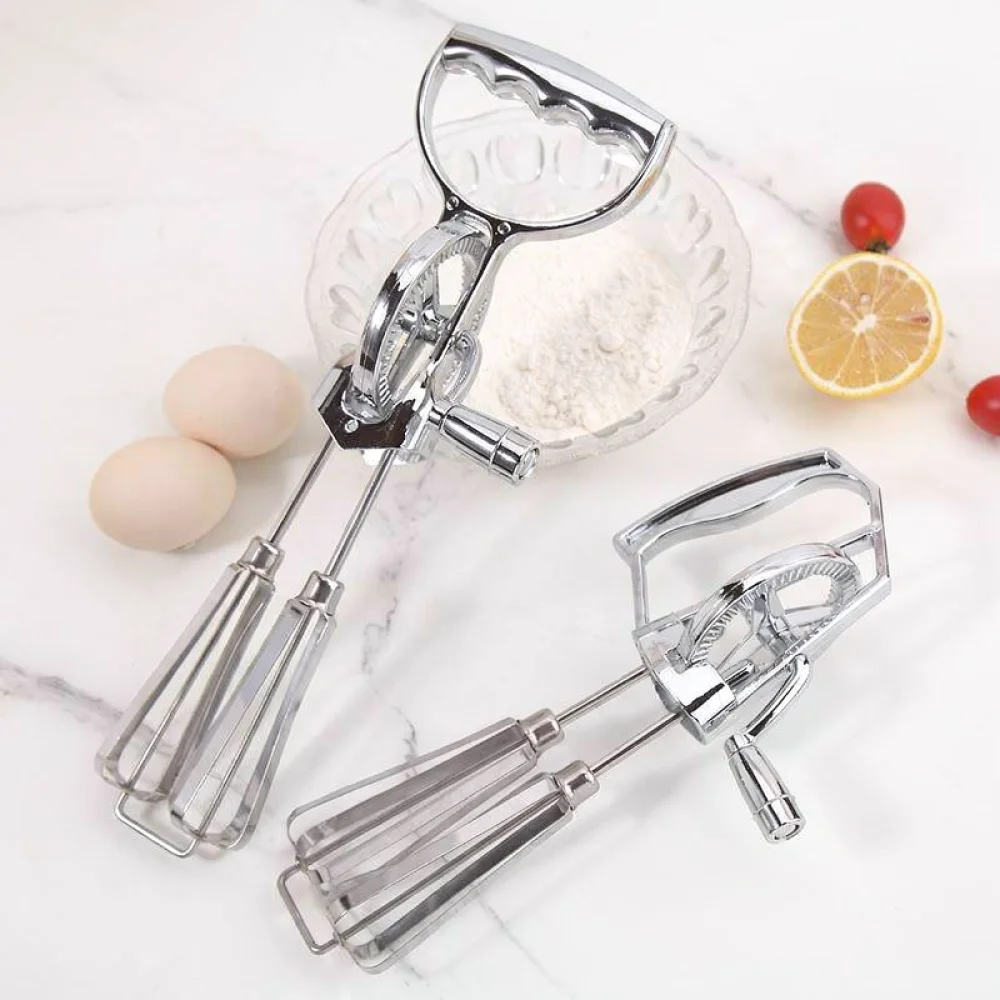 Hand Cranked Manual Whisk Double Wheel Egg Beater Kitchen Baking Tool For Mixing Cream Cake Batter Household Cooking Gadget