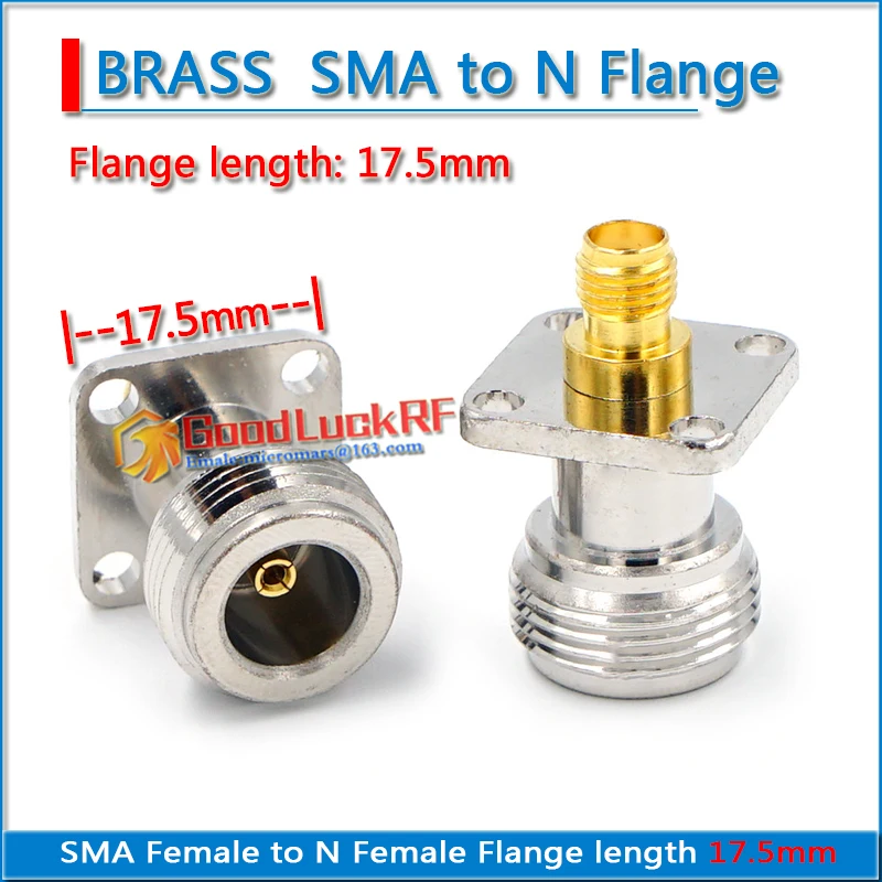 L16 N Female to SMA Female Plug 4 hole 17.5 * 17.5 mm Flange Panel Mount Brass N to SMA Connector Socket RF Coaxial Adapters