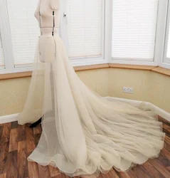 Tulle Detachable Train Wedding Removable Skirt For Dresses Bridal Overskirt