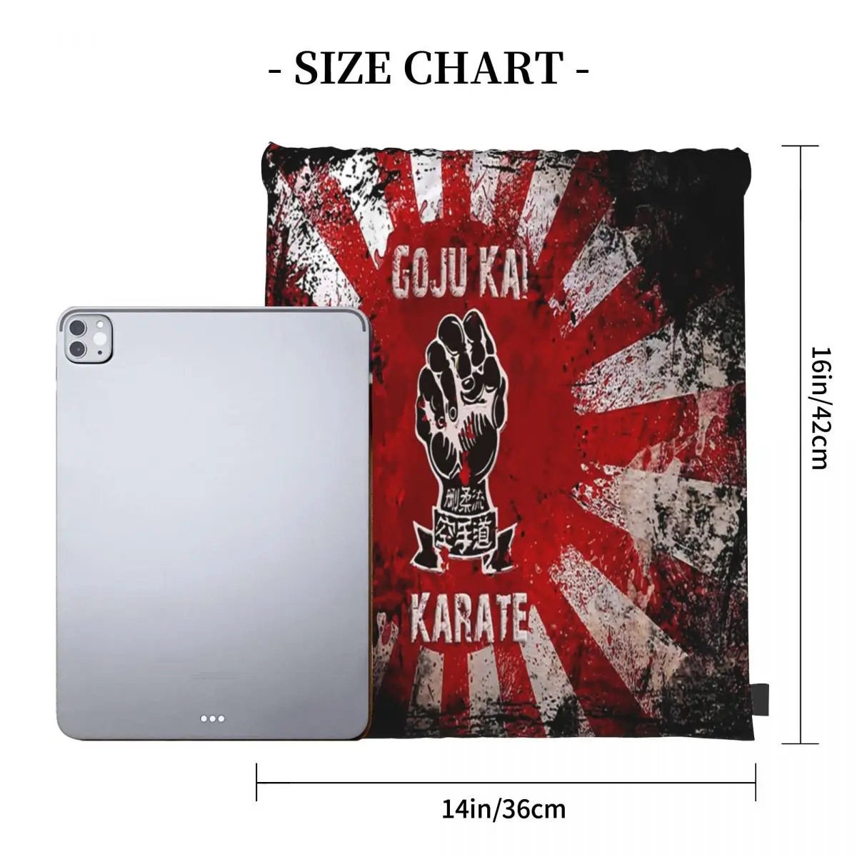 Goju Kai Emblem e Budo Flag - Karate Art zaini borse con coulisse coulisse Bundle Pocket borsa sportiva borse per libri