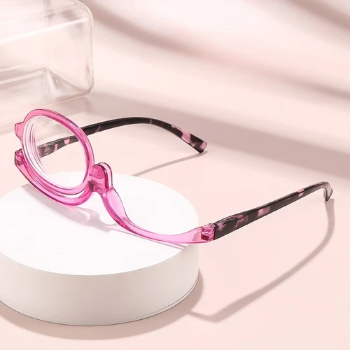 Imagen 2 del producto Gafas de lectura de maquillaje con aumento giratorio para mujer, gafas de maquillaje con tapa de una sola pieza con una sola pierna para personas mayores +1,0 a +4,0