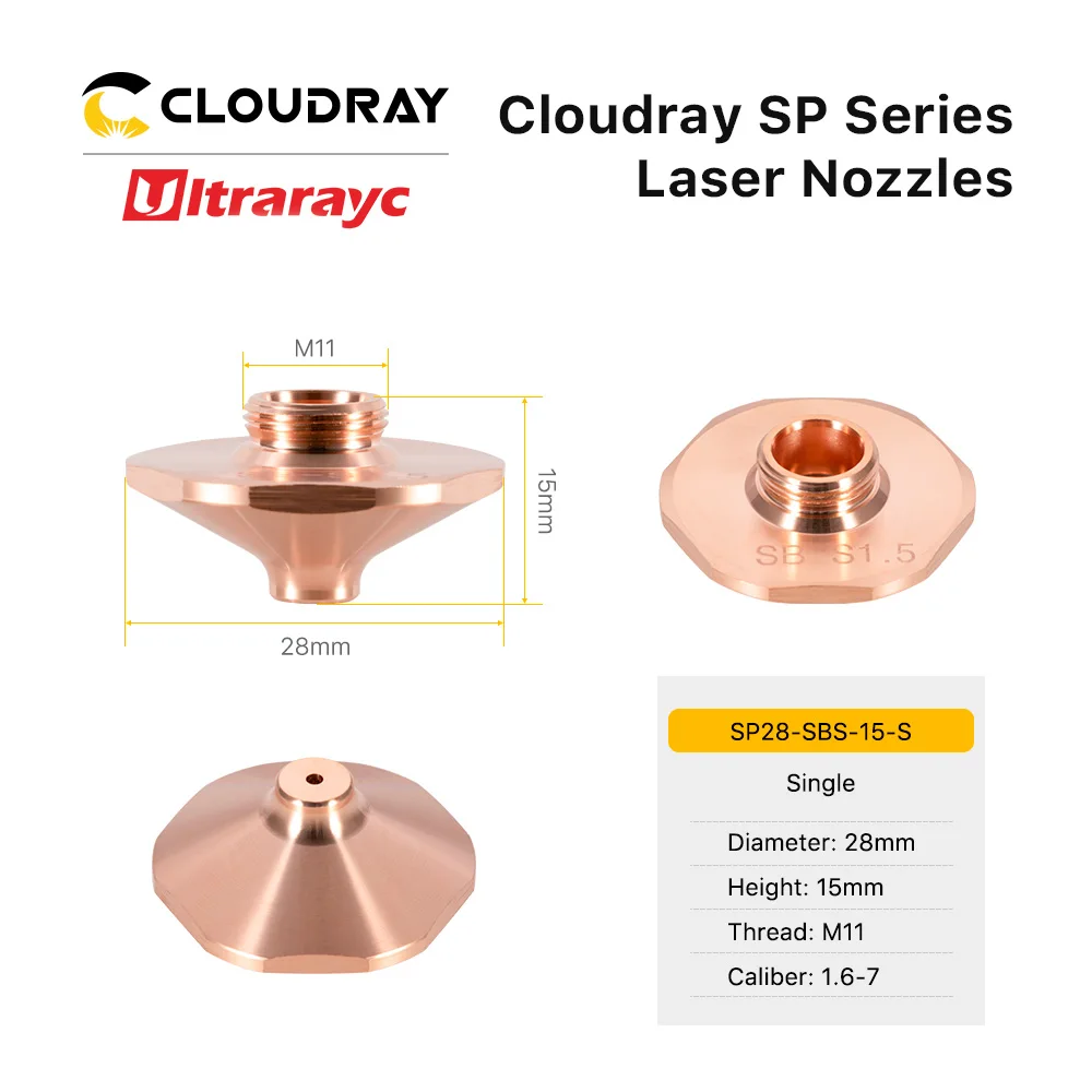 Ultrarayc dysza laserowa Dia.28mm H15 M11 pojedyncza warstwa doładowania dla kalibru SS 1.6 do 7.0mm dysza tnąca laserowa do głowicy Raytools