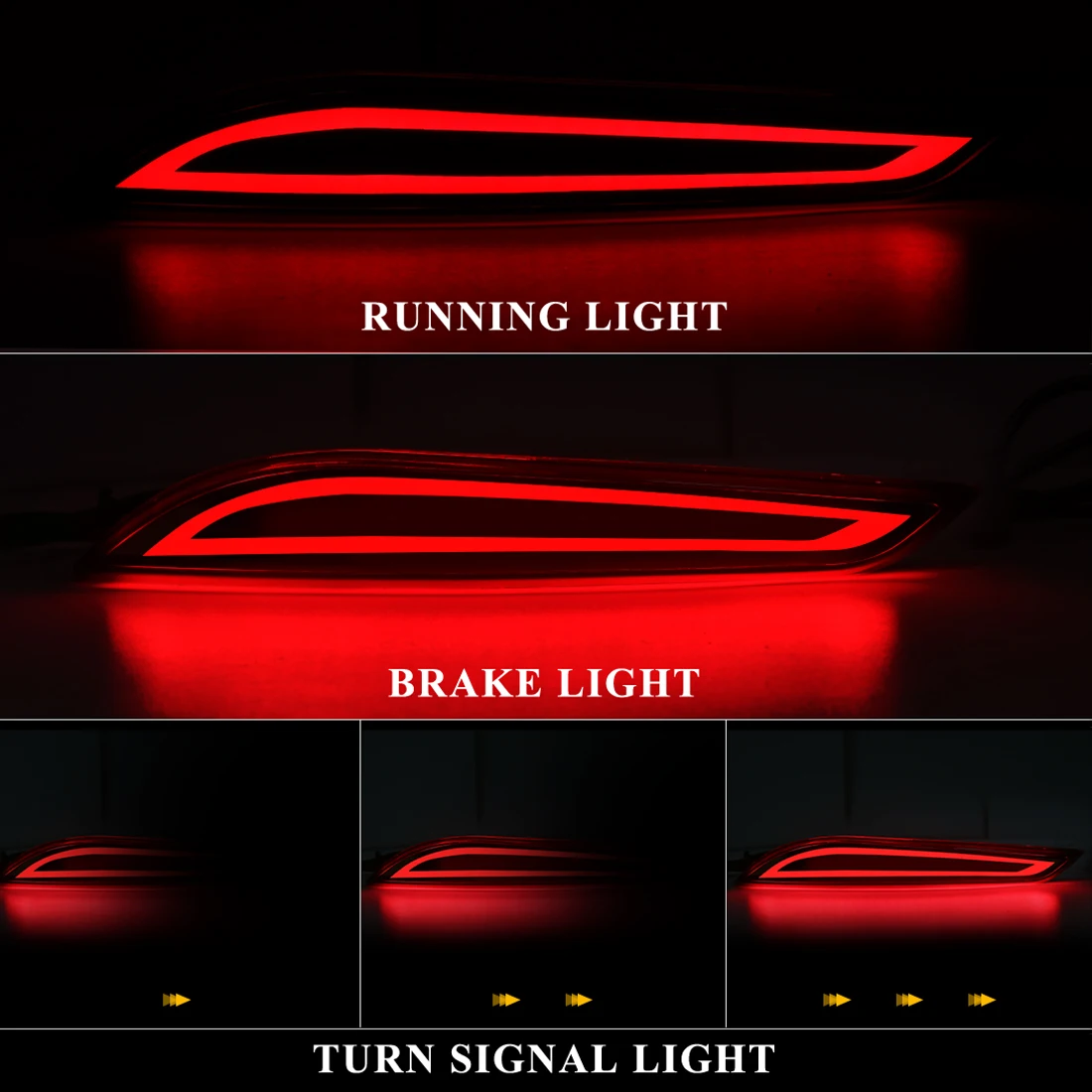 For Chevrolet Cruze 2017 2018 Rear Bumper Reflector Light Dynamic Turn Signal  Warning Lamp Waterproof LED Reverse Brake Lamp
