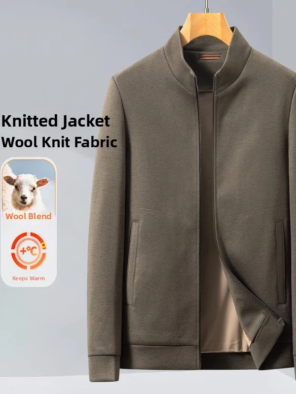

Knitted Wool Jaet Men's Busin Casual Outerwear Stand Fit Faion Urban Sle Autumn New Arrival High Quali