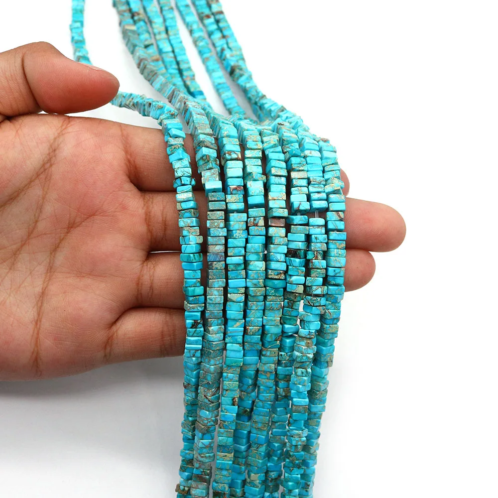 

Square Isolation Piece Natural Emperor Stone Blue Loose Beads Jewelry Making DIY Necklace Bracelet Earring Accessory Gift