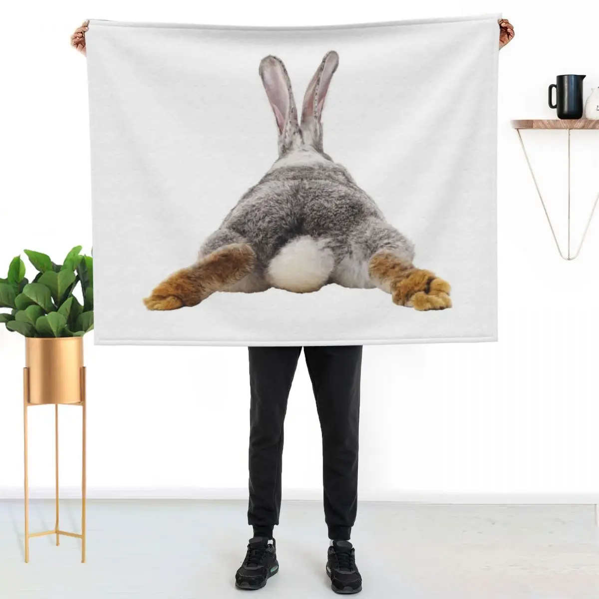 Cute Bunny Rabbit Tail Butt Image Picture Throw Blanket Plaid Soft Beds decorative Soft Big christmas decoration Blankets