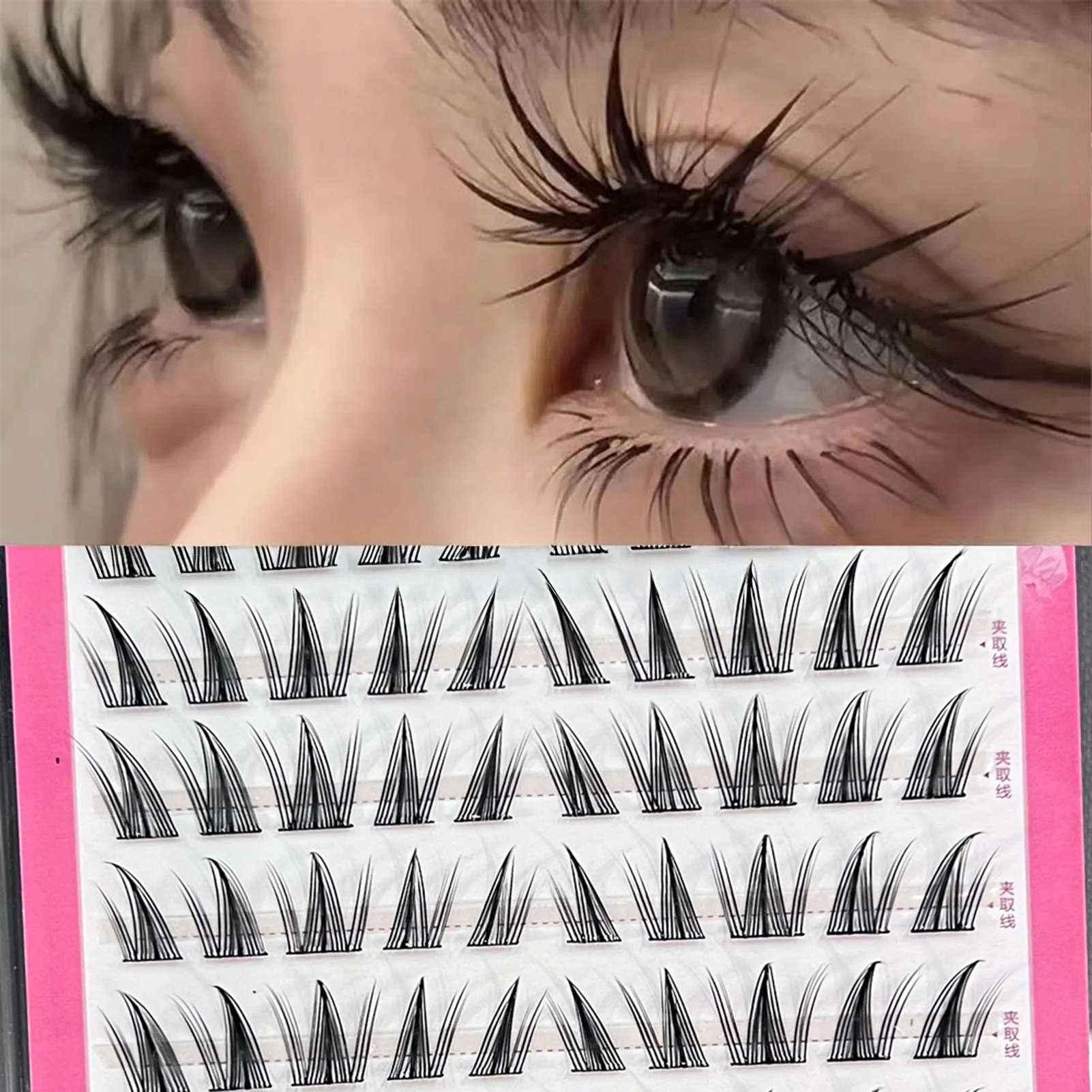 Diy curling cílios clusters extensões de cílios postiços naturais de longa duração cauda de peixe cluster cílios grossos suprimentos compõem