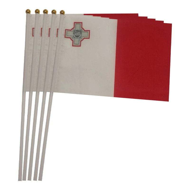 xvggdg  100pcs  14 * 21cm   malta  hand flag Promotion Wholesale Small malta  Hand Waving National Flag