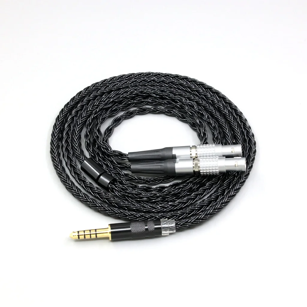 16-adriges, schwarz geflochtenes, versilbertes Audio-Kopfhörerkabel für Focal Utopia Fidelity Circumaural-Kopfhörer LN008868