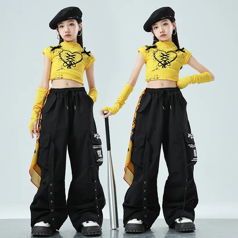 Hip Hop Girls K-pop Crop Top Street Dance Skirts Boys Sweatshirt Cargo Pants Kids Streetwear Children Jazz Costumes Clothes Sets