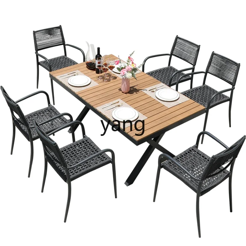 LH 야외 테이블 및 의자, 안뜰 정원 레저 야외 테이블 및 의자, 플라스틱 테라스 라탄 의자 세트