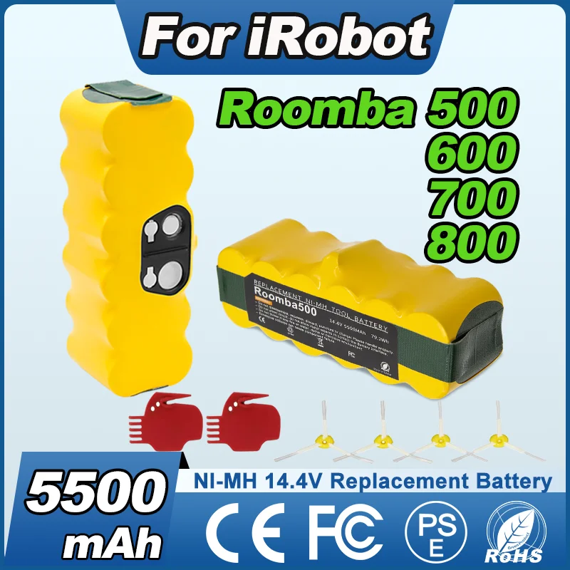 Powtree pour iRobot Roomba batterie 5500mAh 14.4V pour Roomba 500 600 700 800 batterie Rechargeable pour aspirateur