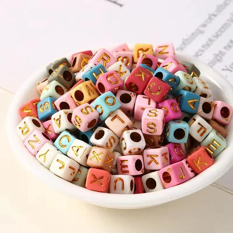 100/200/300/500Pcs Square Colorful Letter Beads Random Mixed Acrylic  Alphabet Beads For DIY Jewelry Making Crafts Accessories