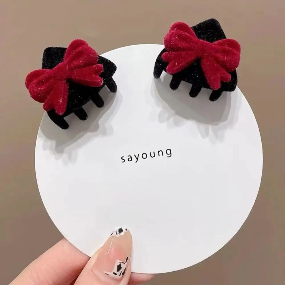 

Fashion Heart Cat Ear Hairpin Bow Flocking Children's Hair Clip Cartoon Small Grab Clip Velvet Hair Clip Kids