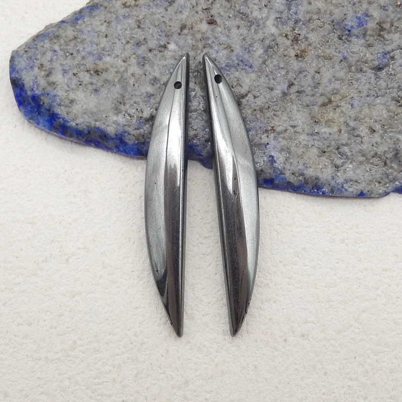 Natural Gemstone Hematite Beads for Jewelry Making Earrings Accessories 47x7x4mm 8g - view 2