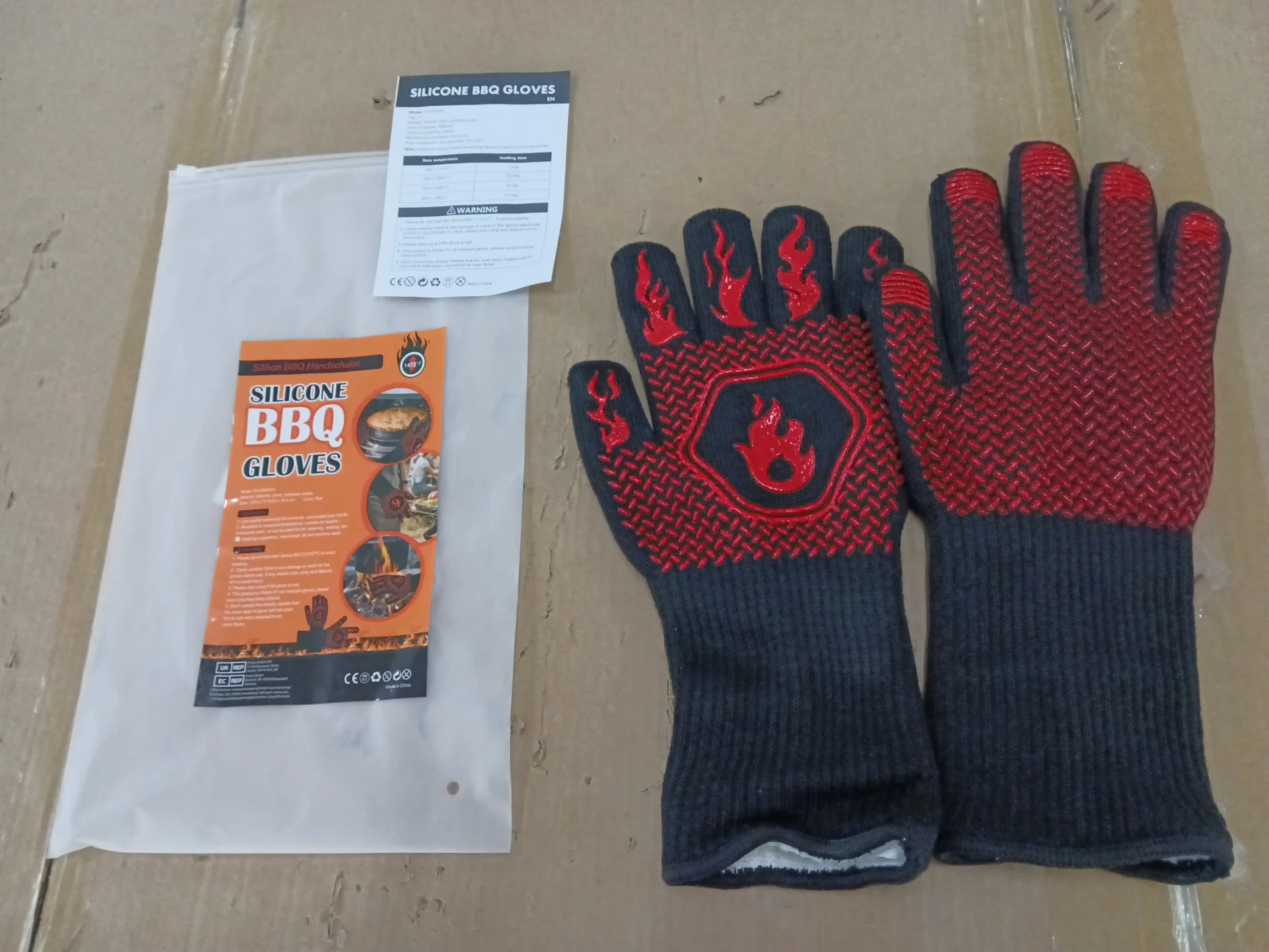 Heat Resistant Gloves 13.78 Inches High Temp Silicone Insulated Cooking Mitts for Oven Microwave Barbecue Kitchen