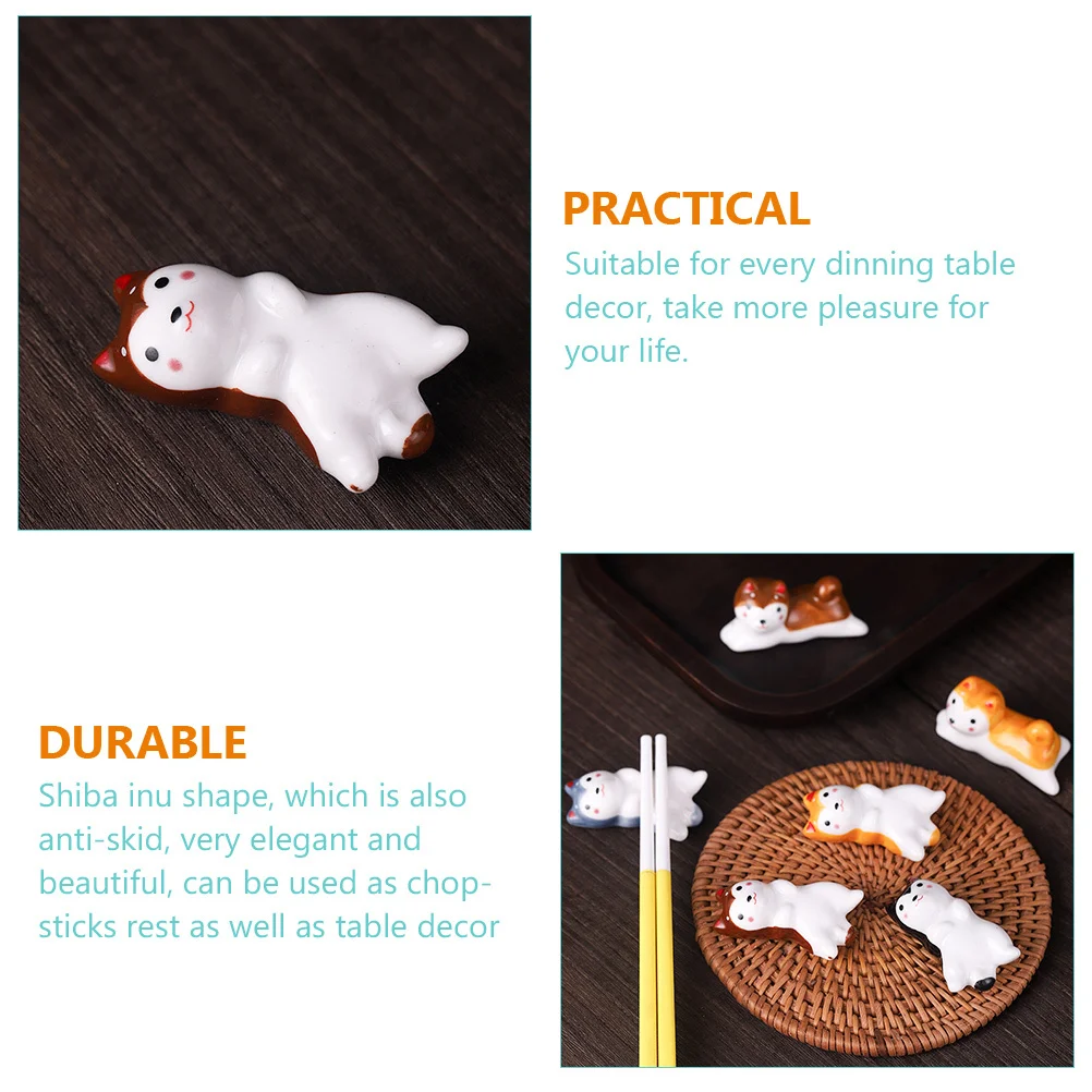 

4Pcs Chopstick Rest Ceramic Cartoon Dog Shape Fork Spoon Holder Table Decor Anti-Skid Elegant Dining Accessories Lovely Kitchen